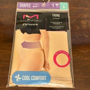 Maidenform Flexees Small Cool Comfort Thong - Soft Beige Shapes Firm NIP
